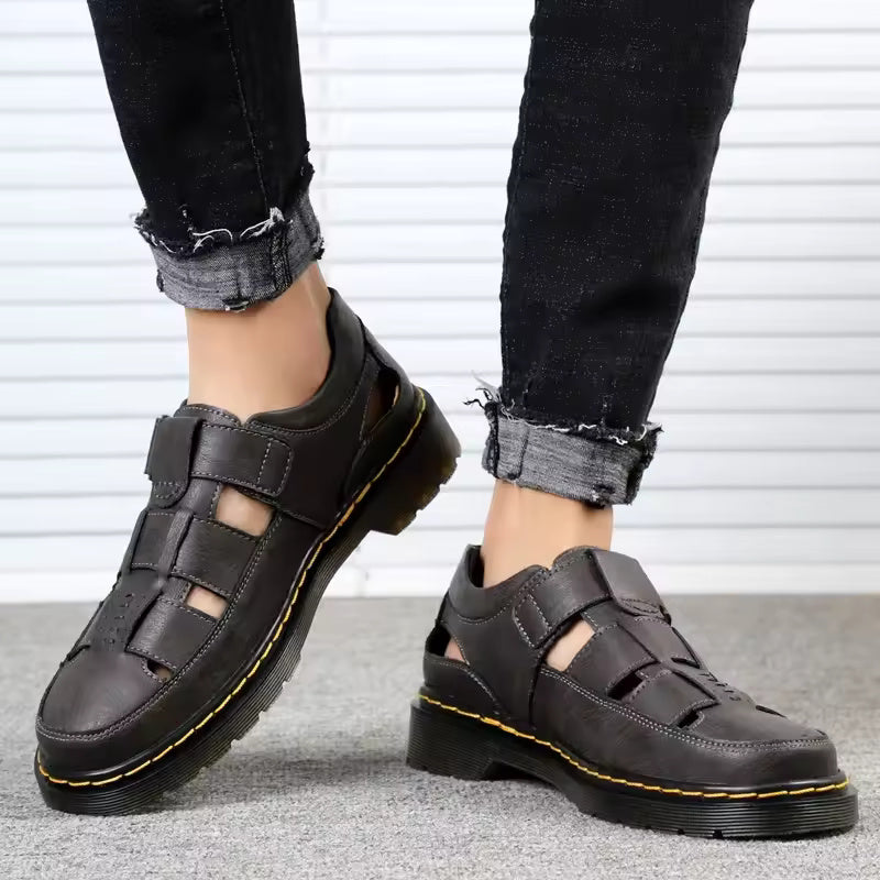 Summer Luxury Brand Outdoor Sports Shoes Genuine Leather Men Sandals Fashion Handmade Casual Platform Outdoor Men Beach Sandals