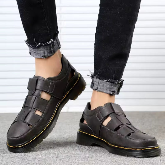 Summer Luxury Brand Outdoor Sports Shoes Genuine Leather Men Sandals Fashion Handmade Casual Platform Outdoor Men Beach Sandals