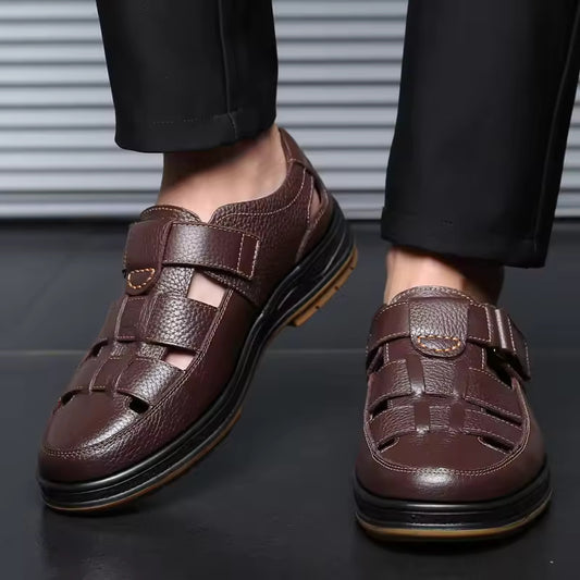 Summer New Comfort Men Sandals Genuine Leather Business Casual Shoes Outdoor Men Leather Sandals for Men Breathable Beach Shoes
